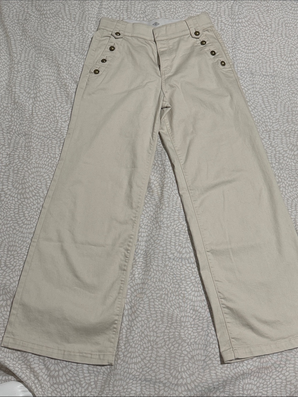 St. John's Bay Button-Accent Wide Leg Pants - Cream - Picture 9 of 14